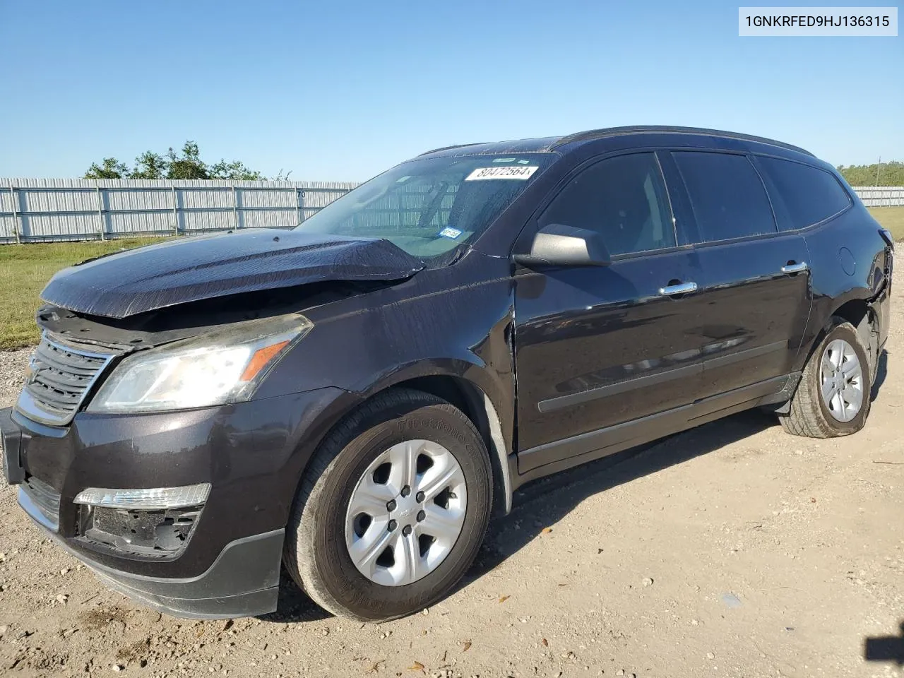 2017 Chevrolet Traverse Ls VIN: 1GNKRFED9HJ136315 Lot: 80472564