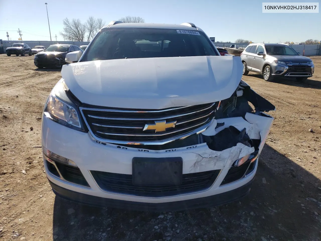 2017 Chevrolet Traverse Lt VIN: 1GNKVHKD2HJ318417 Lot: 81078894