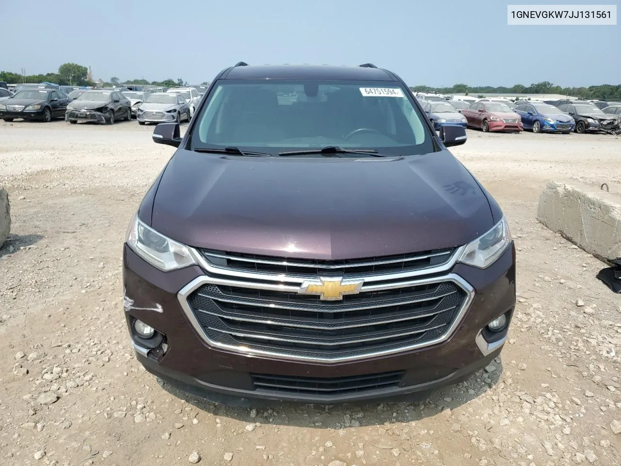 2018 Chevrolet Traverse Lt VIN: 1GNEVGKW7JJ131561 Lot: 64751594