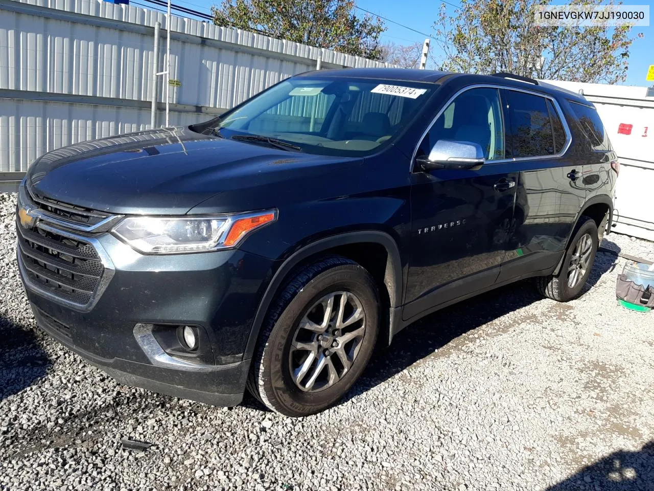 1GNEVGKW7JJ190030 2018 Chevrolet Traverse Lt