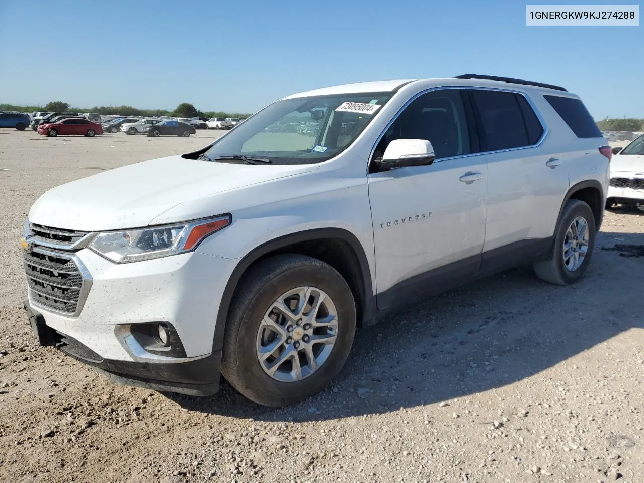 2019 Chevrolet Traverse Lt VIN: 1GNERGKW9KJ274288 Lot: 73095004