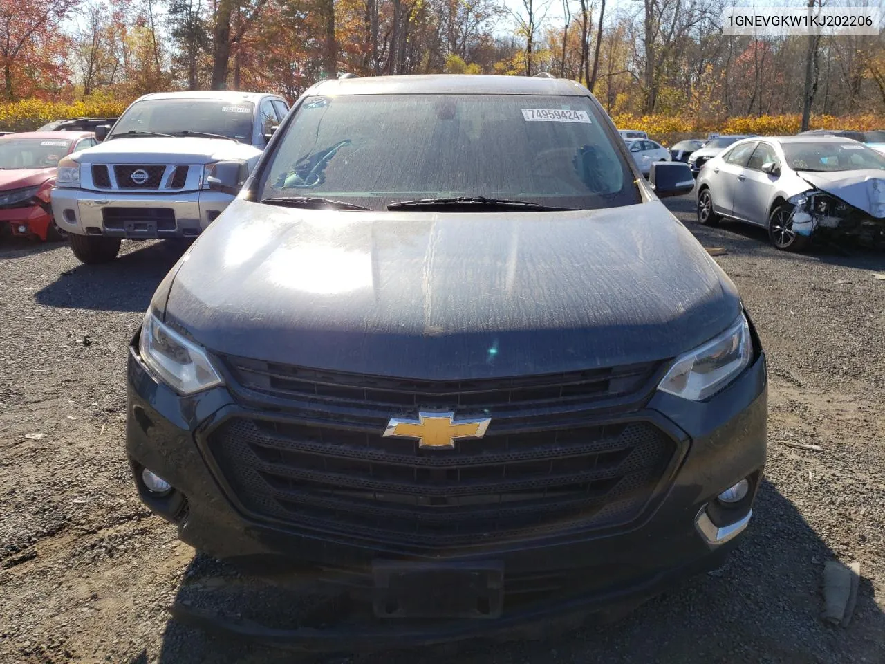 2019 Chevrolet Traverse Lt VIN: 1GNEVGKW1KJ202206 Lot: 74959424