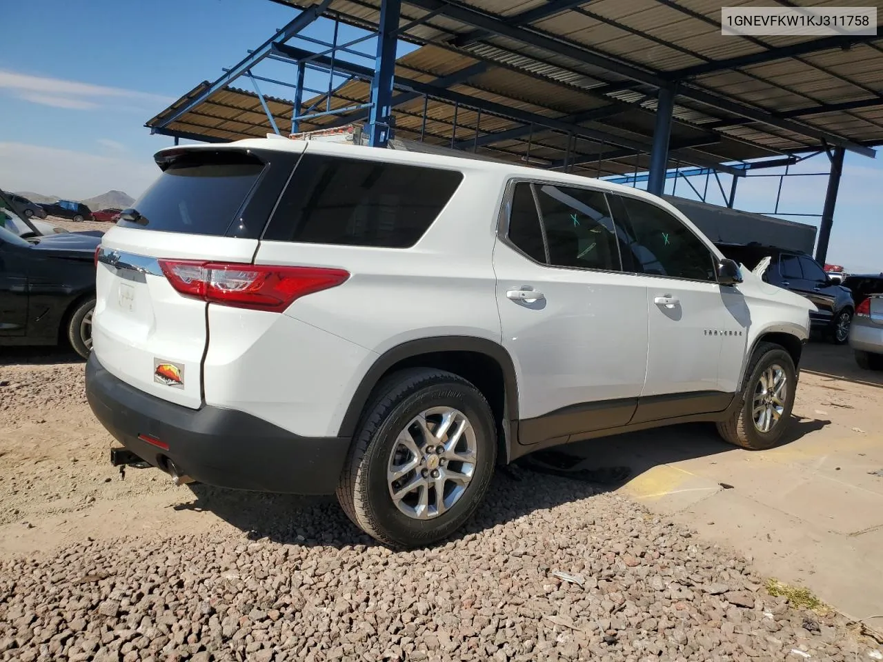 2019 Chevrolet Traverse Ls VIN: 1GNEVFKW1KJ311758 Lot: 78094254