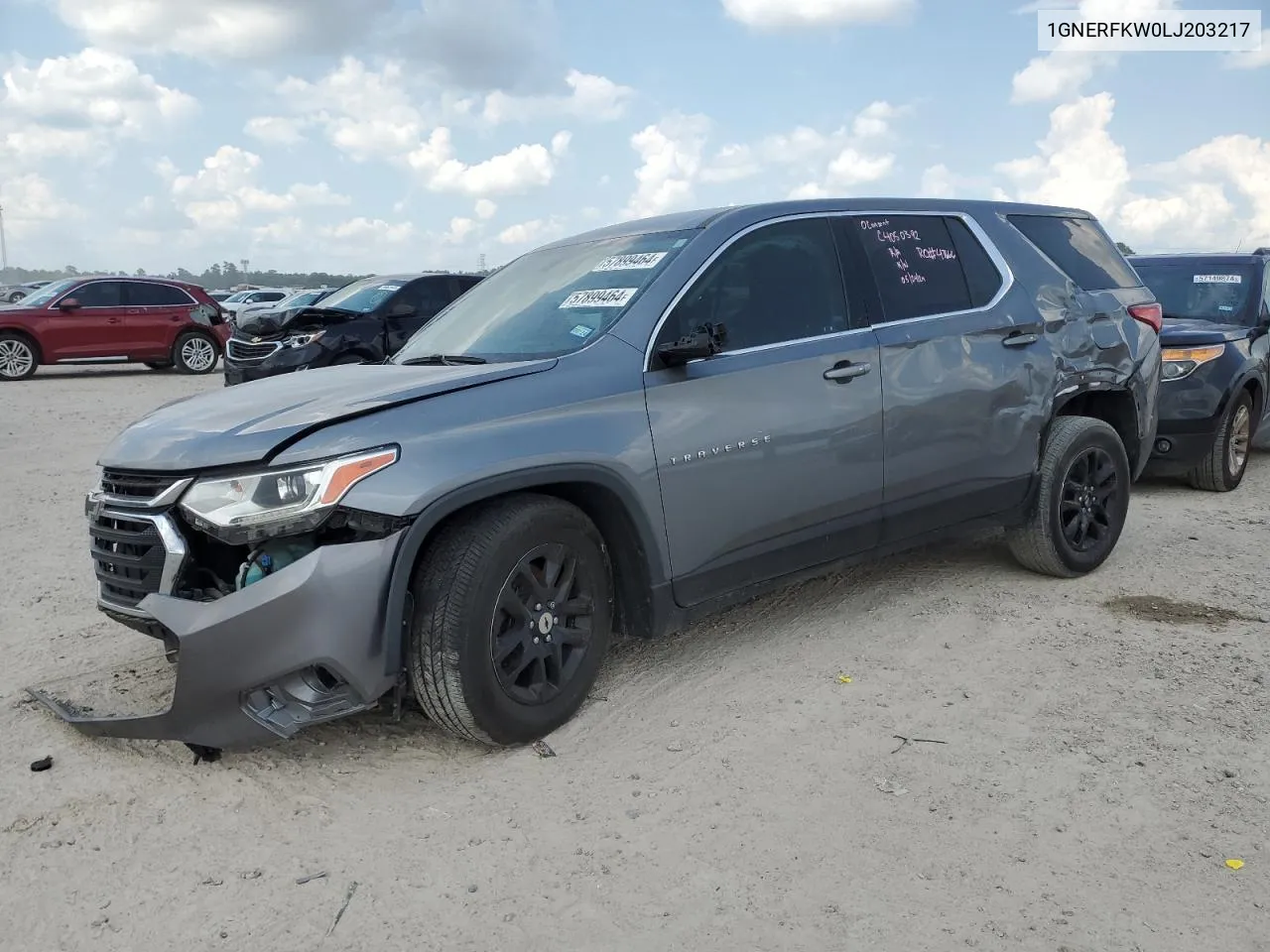 2020 Chevrolet Traverse Ls VIN: 1GNERFKW0LJ203217 Lot: 57899464