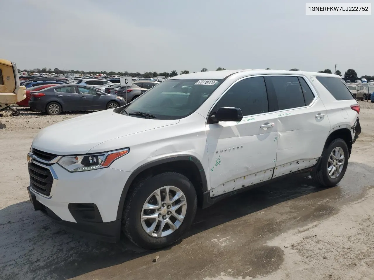 2020 Chevrolet Traverse Ls VIN: 1GNERFKW7LJ222752 Lot: 70718474