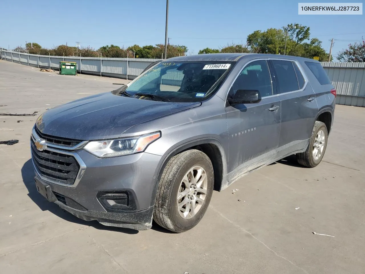 2020 Chevrolet Traverse Ls VIN: 1GNERFKW6LJ287723 Lot: 71596014