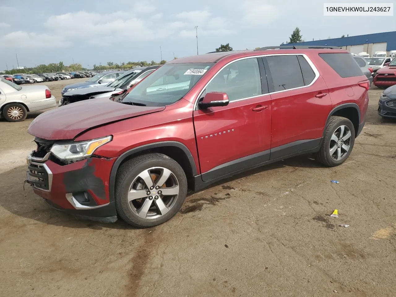 2020 Chevrolet Traverse Lt VIN: 1GNEVHKW0LJ243627 Lot: 71948564