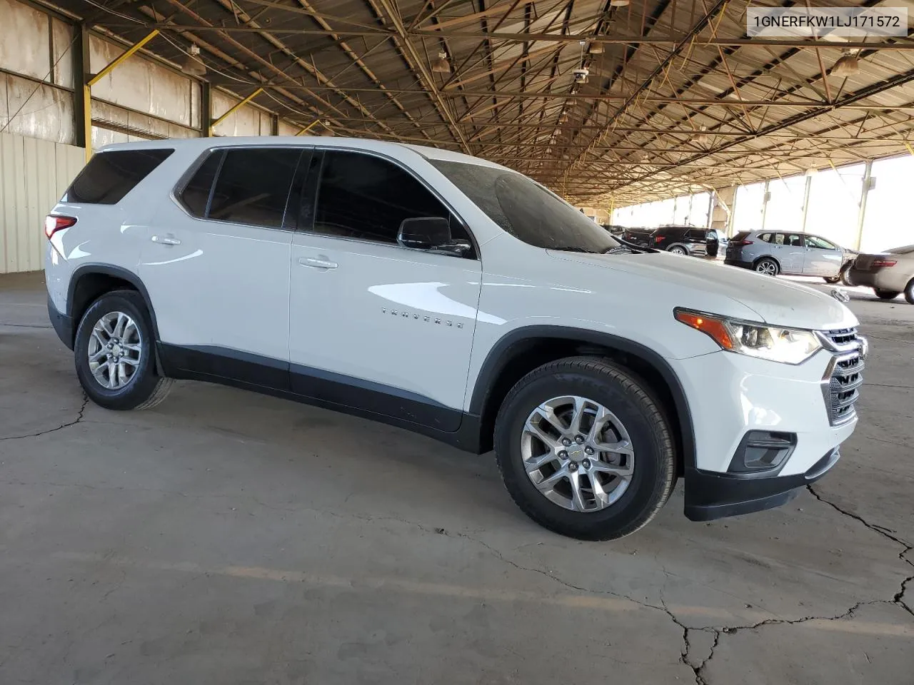 2020 Chevrolet Traverse Ls VIN: 1GNERFKW1LJ171572 Lot: 72600044