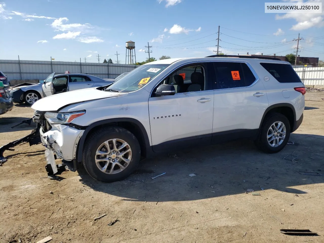 1GNEVGKW3LJ250100 2020 Chevrolet Traverse Lt