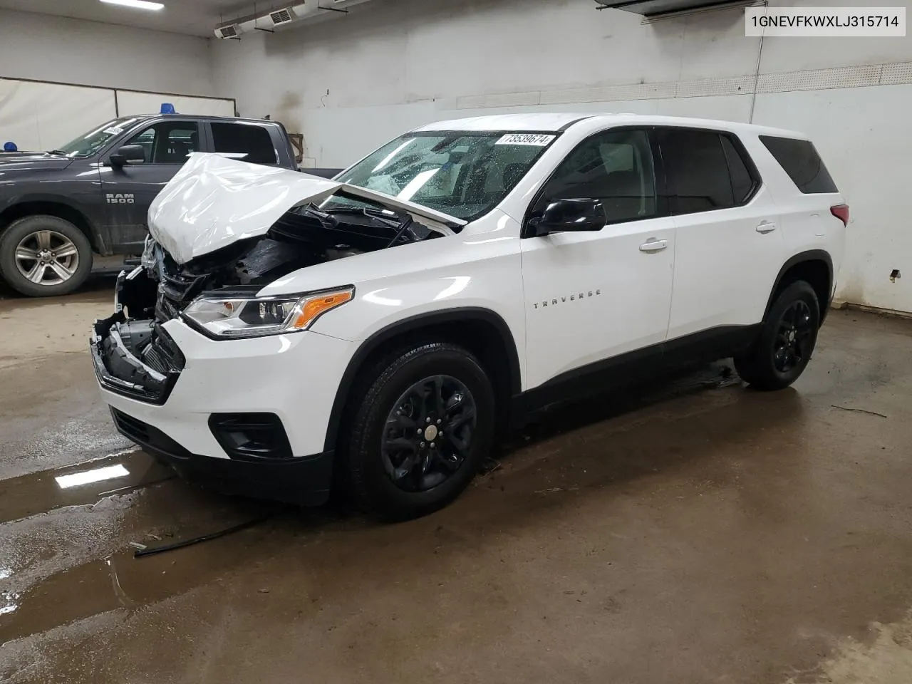 2020 Chevrolet Traverse Ls VIN: 1GNEVFKWXLJ315714 Lot: 73539674