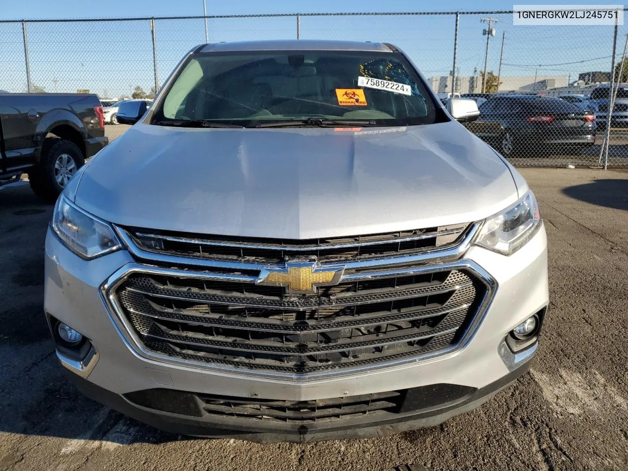 2020 Chevrolet Traverse Lt VIN: 1GNERGKW2LJ245751 Lot: 75892224