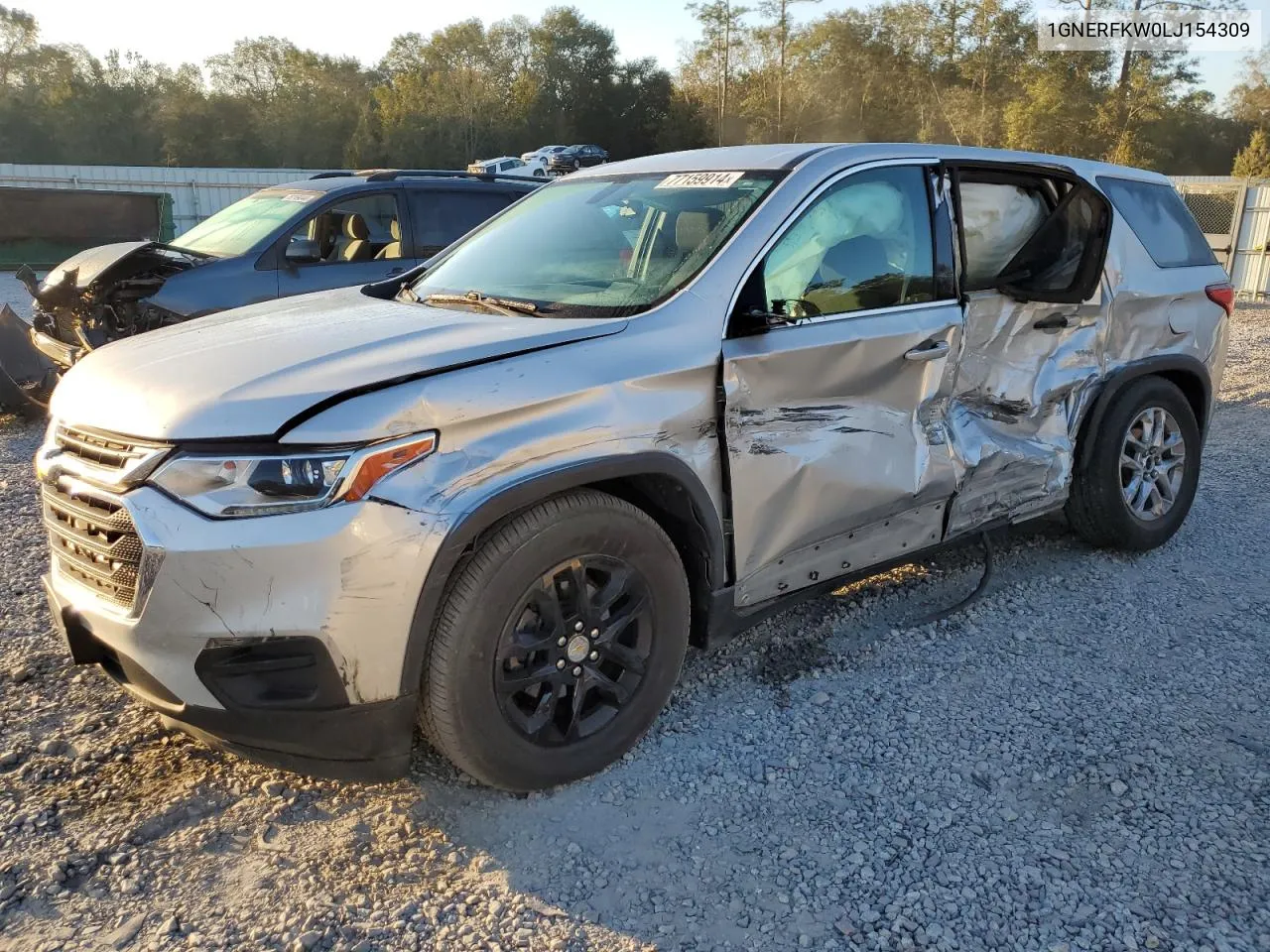 2020 Chevrolet Traverse Ls VIN: 1GNERFKW0LJ154309 Lot: 77159914