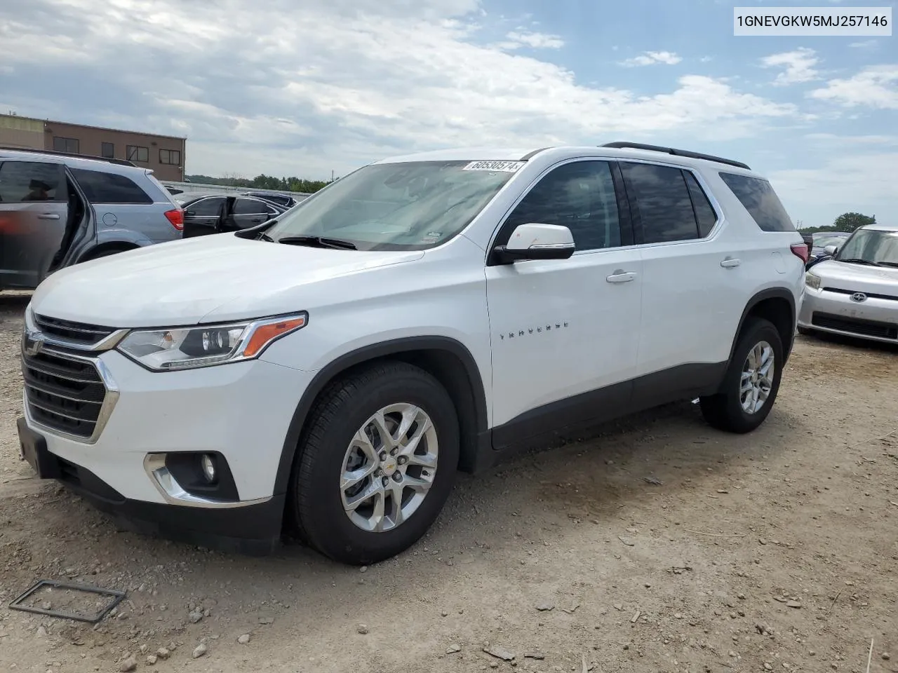 2021 Chevrolet Traverse Lt VIN: 1GNEVGKW5MJ257146 Lot: 60530574