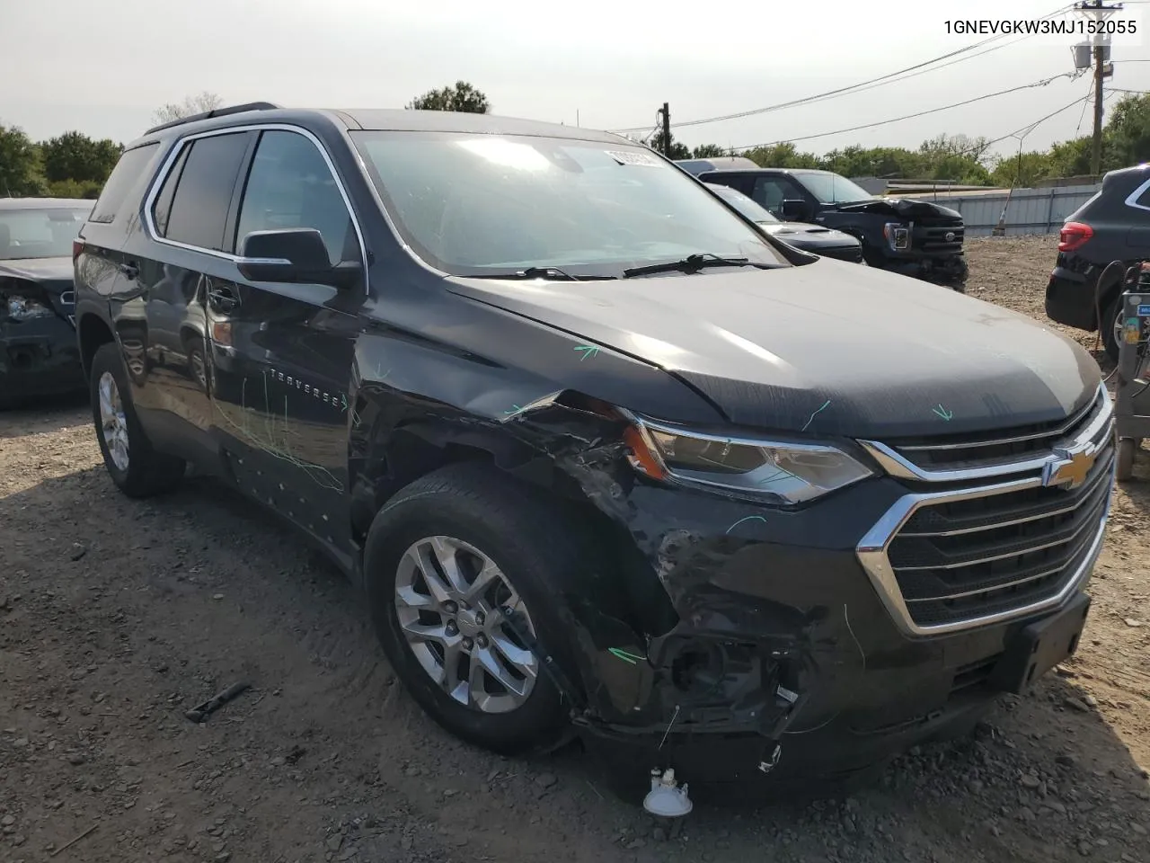 2021 Chevrolet Traverse Lt VIN: 1GNEVGKW3MJ152055 Lot: 70924154