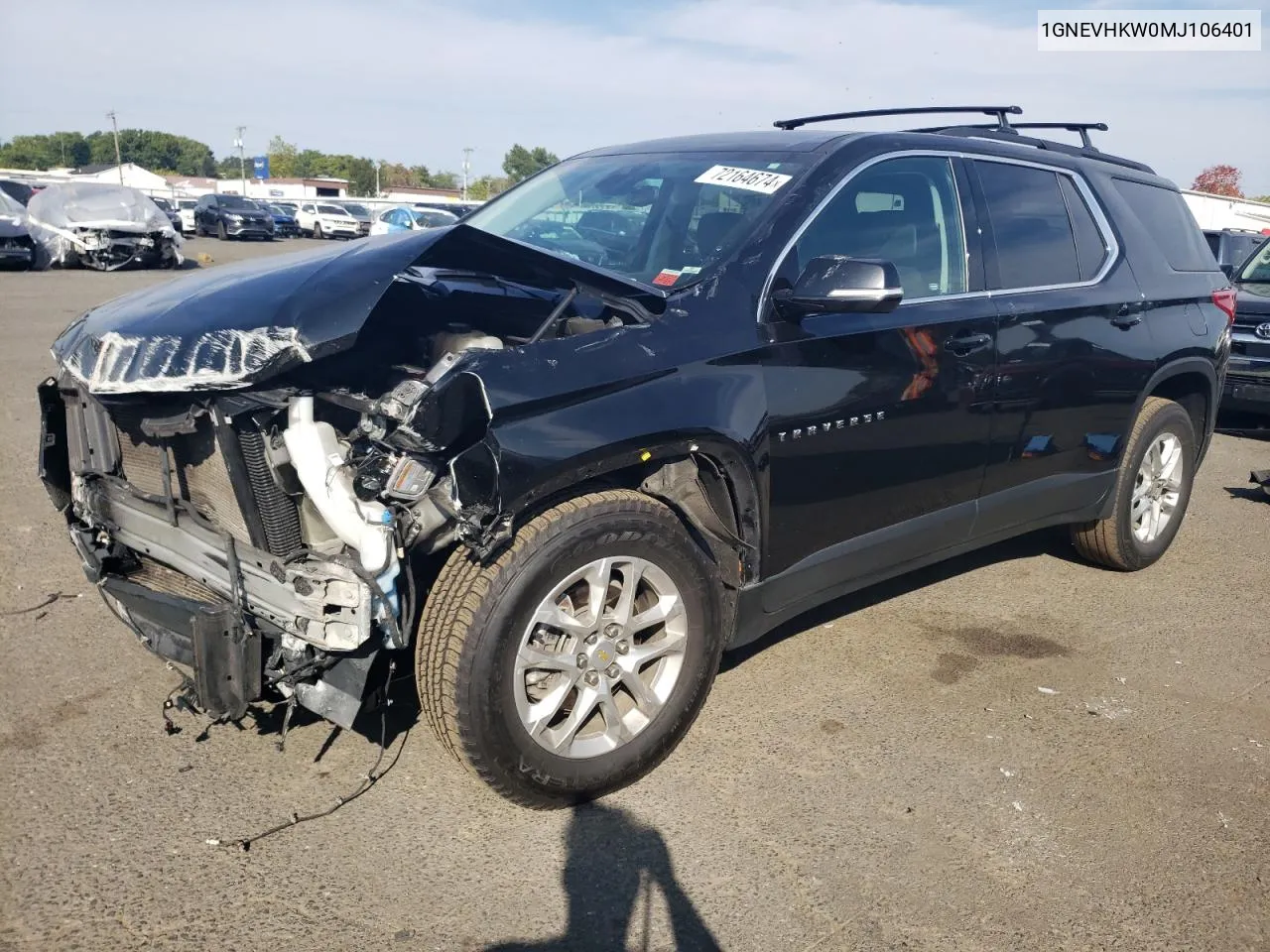 2021 Chevrolet Traverse Lt VIN: 1GNEVHKW0MJ106401 Lot: 72164674