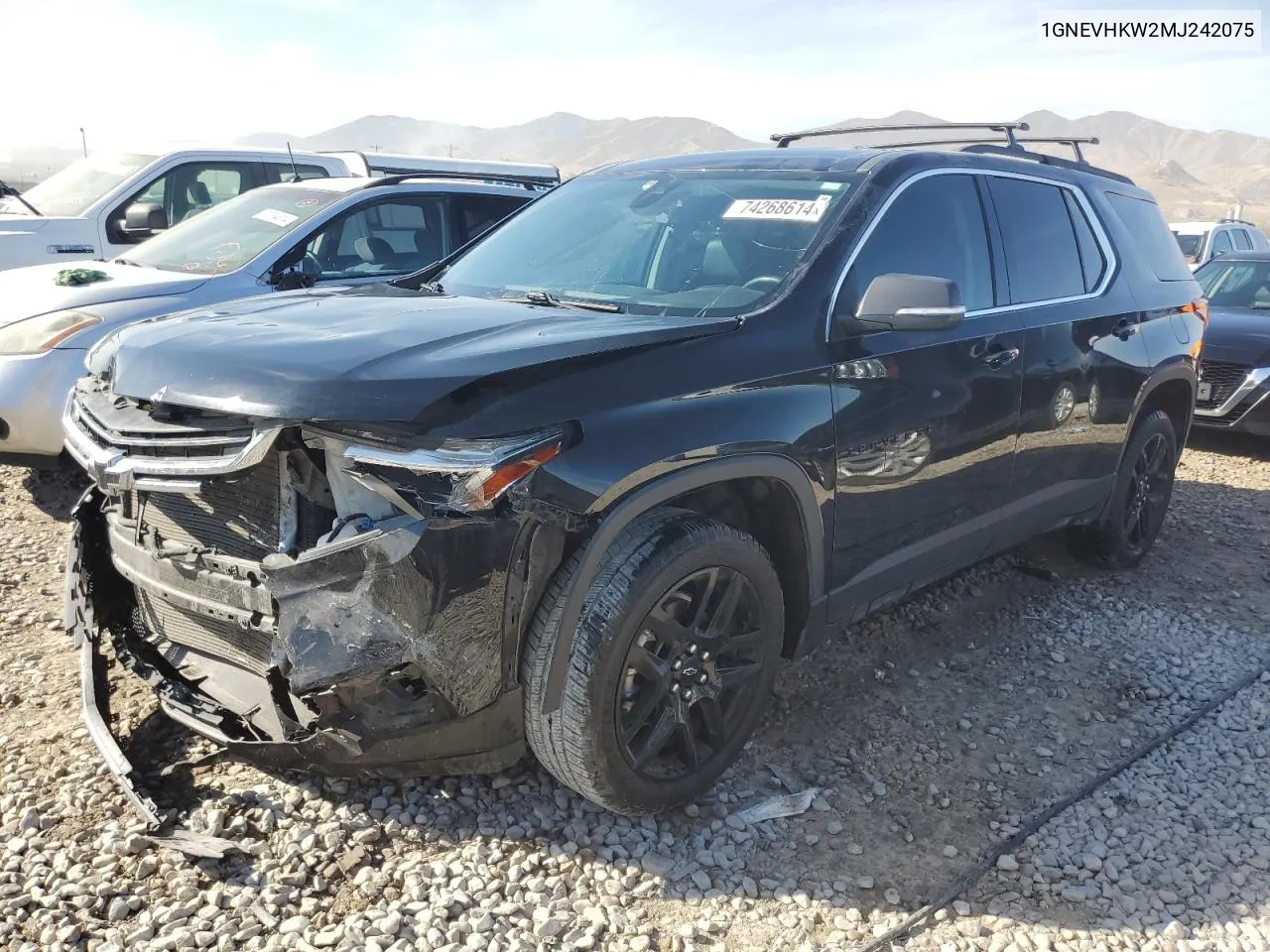 2021 Chevrolet Traverse Lt VIN: 1GNEVHKW2MJ242075 Lot: 74268614