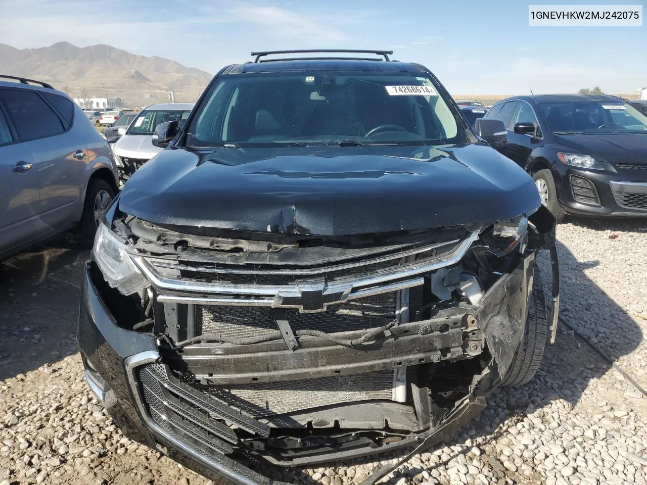 2021 Chevrolet Traverse Lt VIN: 1GNEVHKW2MJ242075 Lot: 74268614