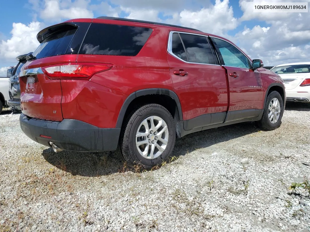 2021 Chevrolet Traverse Lt VIN: 1GNERGKW0MJ189634 Lot: 74445294