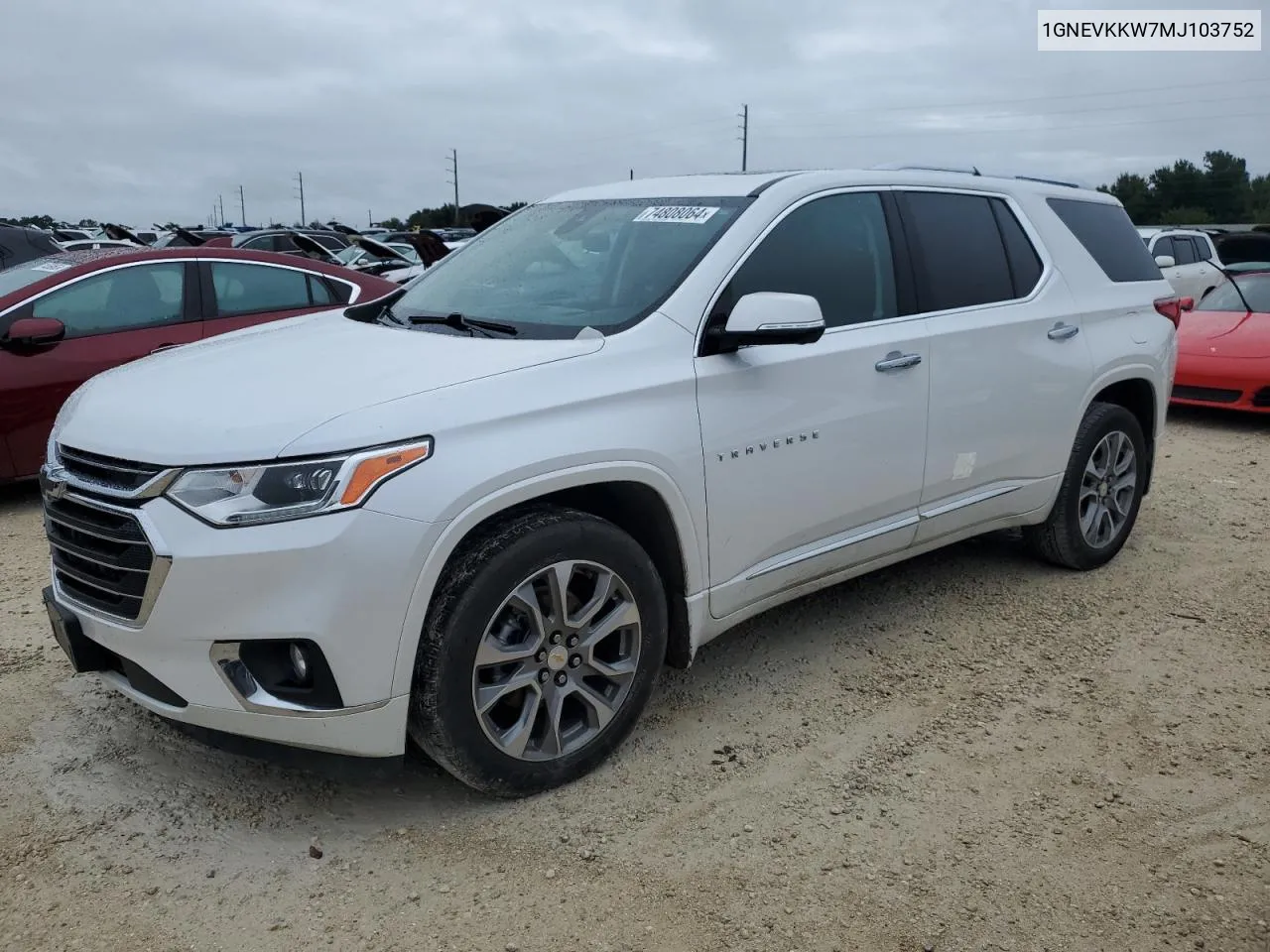 2021 Chevrolet Traverse Premier VIN: 1GNEVKKW7MJ103752 Lot: 74808064