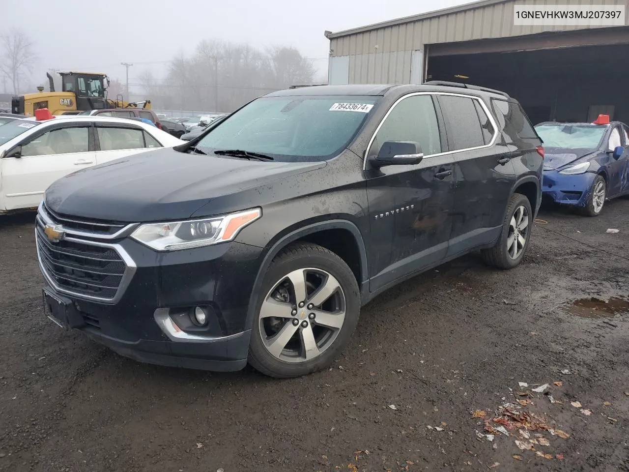 2021 Chevrolet Traverse Lt VIN: 1GNEVHKW3MJ207397 Lot: 78433674