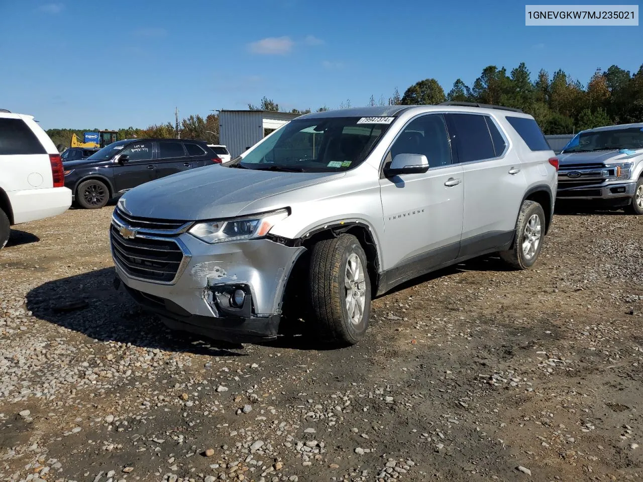 2021 Chevrolet Traverse Lt VIN: 1GNEVGKW7MJ235021 Lot: 79947374