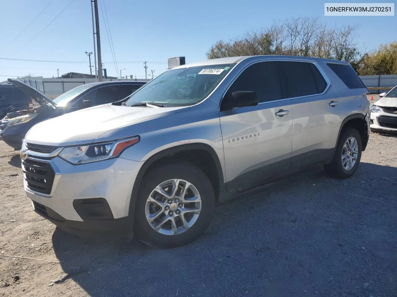 2021 Chevrolet Traverse Ls VIN: 1GNERFKW3MJ270251 Lot: 80706274