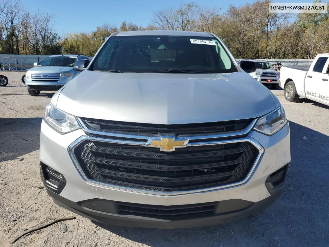 2021 Chevrolet Traverse Ls VIN: 1GNERFKW3MJ270251 Lot: 80706274