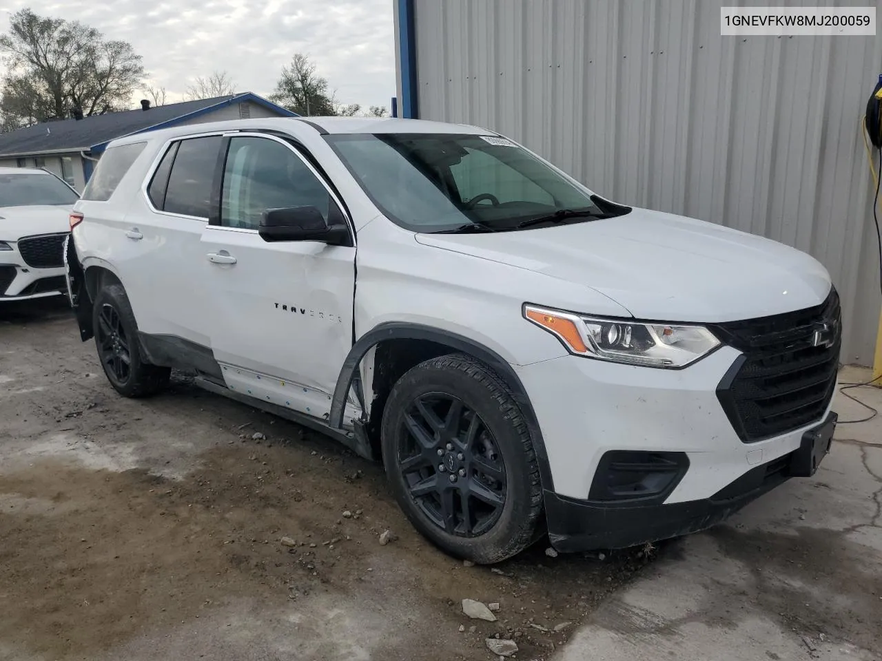 2021 Chevrolet Traverse Ls VIN: 1GNEVFKW8MJ200059 Lot: 80990694