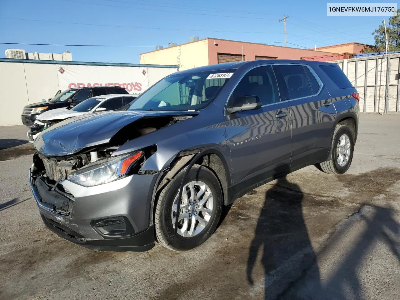 2021 Chevrolet Traverse Ls VIN: 1GNEVFKW6MJ176750 Lot: 81263164