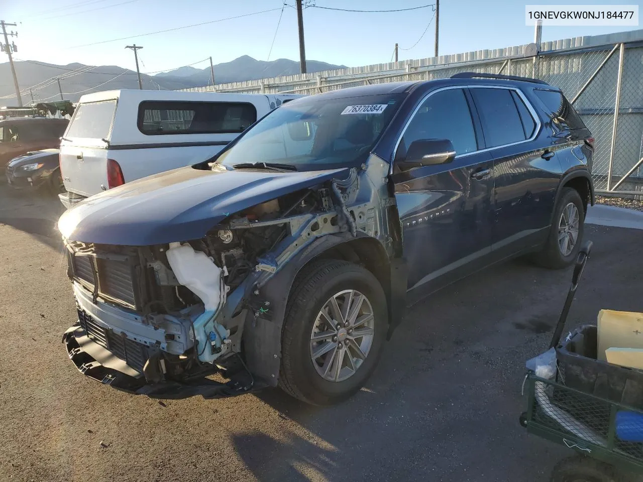 2022 Chevrolet Traverse Lt VIN: 1GNEVGKW0NJ184477 Lot: 76370384