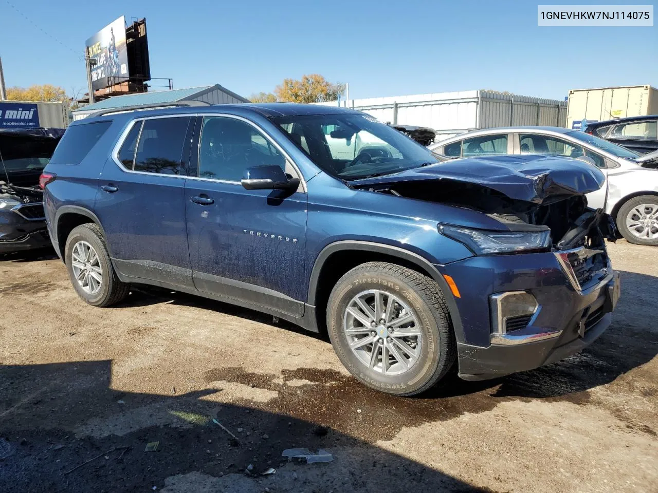 2022 Chevrolet Traverse Lt VIN: 1GNEVHKW7NJ114075 Lot: 78242394