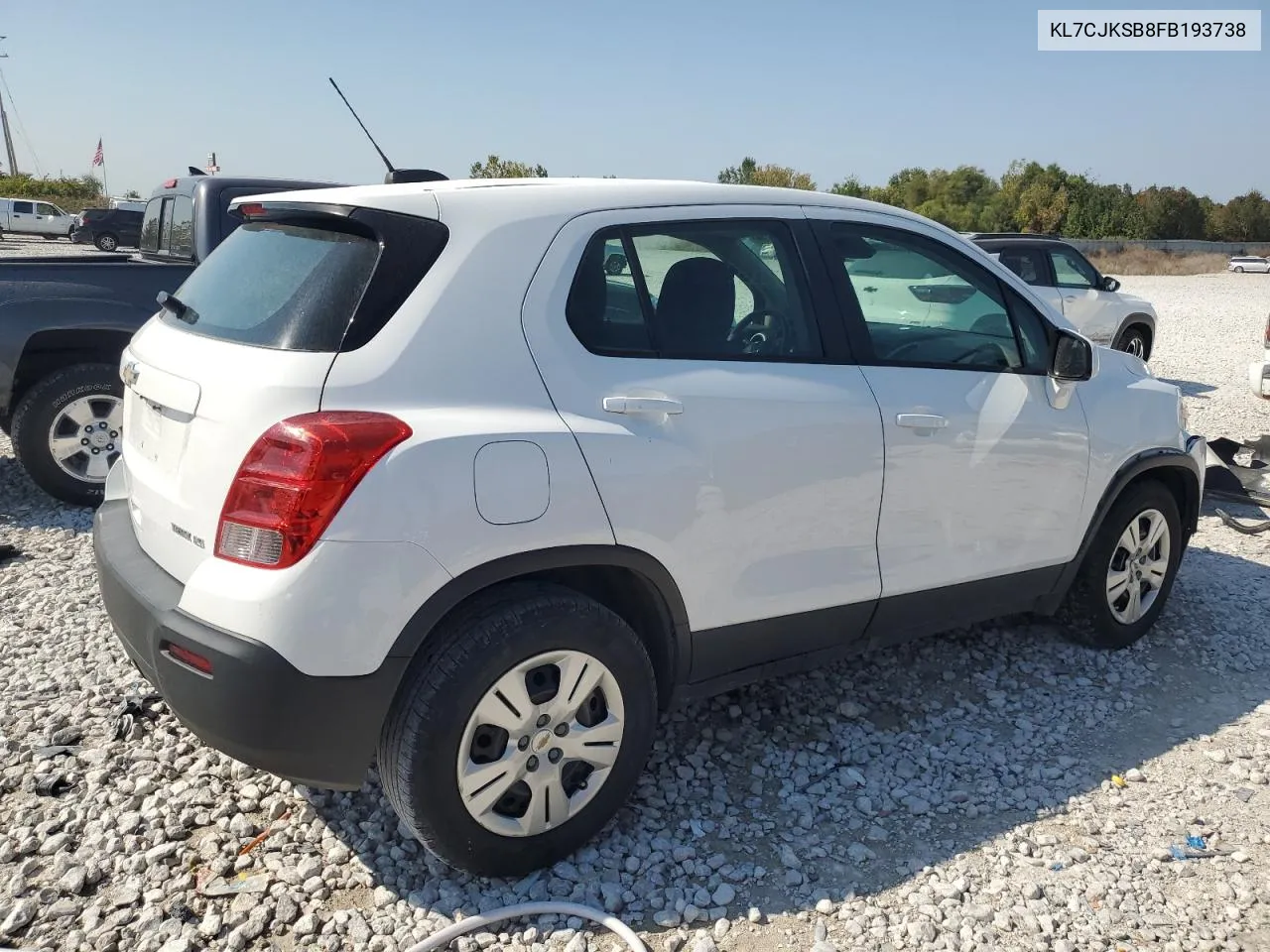 2015 Chevrolet Trax Ls VIN: KL7CJKSB8FB193738 Lot: 71263464