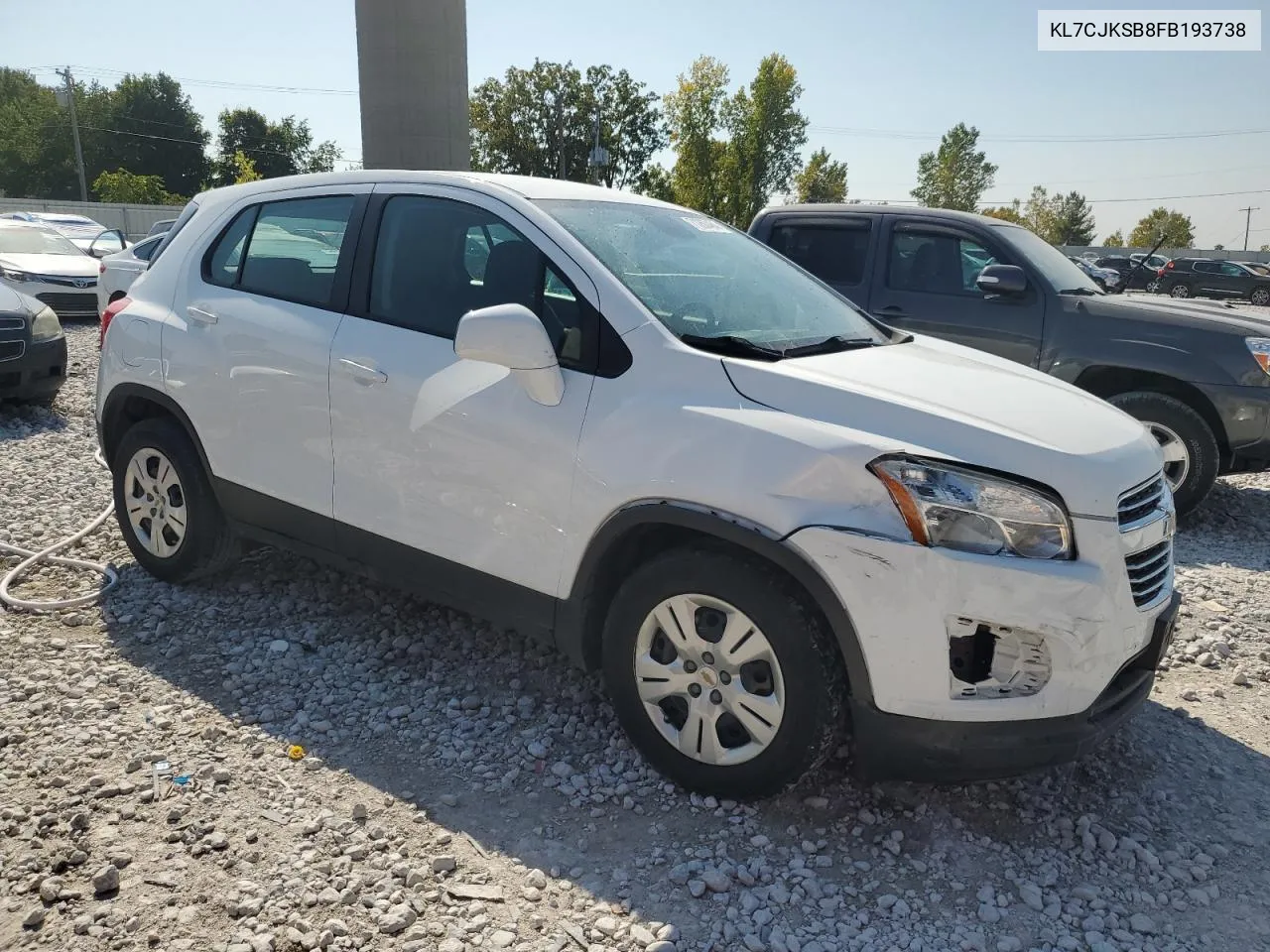 2015 Chevrolet Trax Ls VIN: KL7CJKSB8FB193738 Lot: 71263464