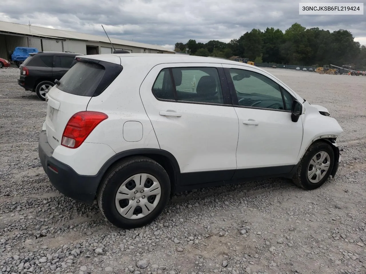 2015 Chevrolet Trax Ls VIN: 3GNCJKSB6FL219424 Lot: 71597334