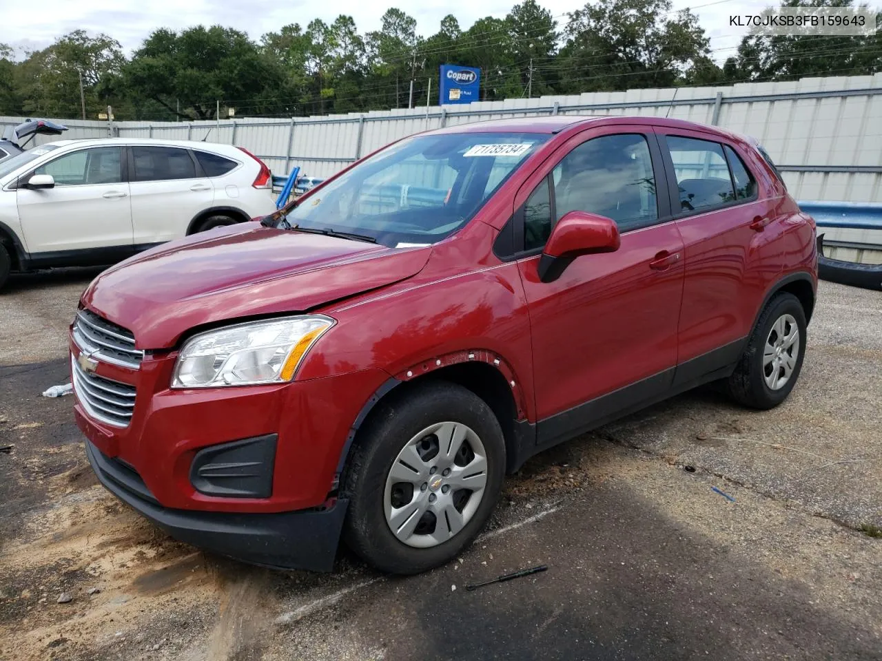 2015 Chevrolet Trax Ls VIN: KL7CJKSB3FB159643 Lot: 71735734