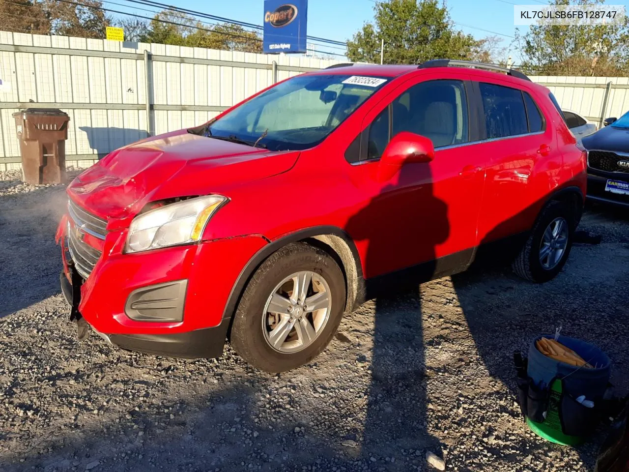 2015 Chevrolet Trax 1Lt VIN: KL7CJLSB6FB128747 Lot: 76323534