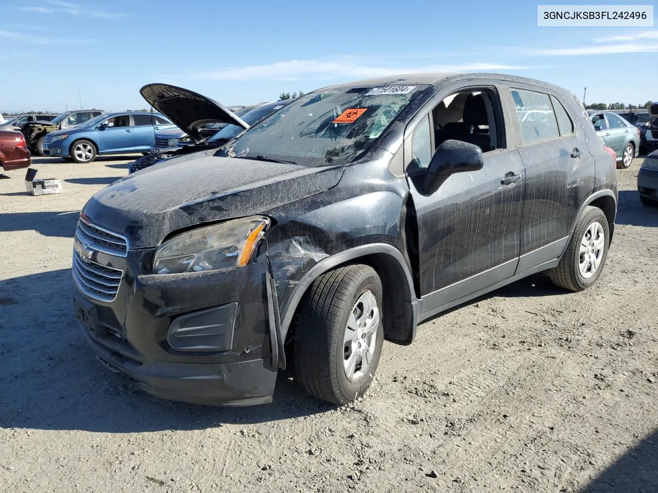 2015 Chevrolet Trax Ls VIN: 3GNCJKSB3FL242496 Lot: 77501604