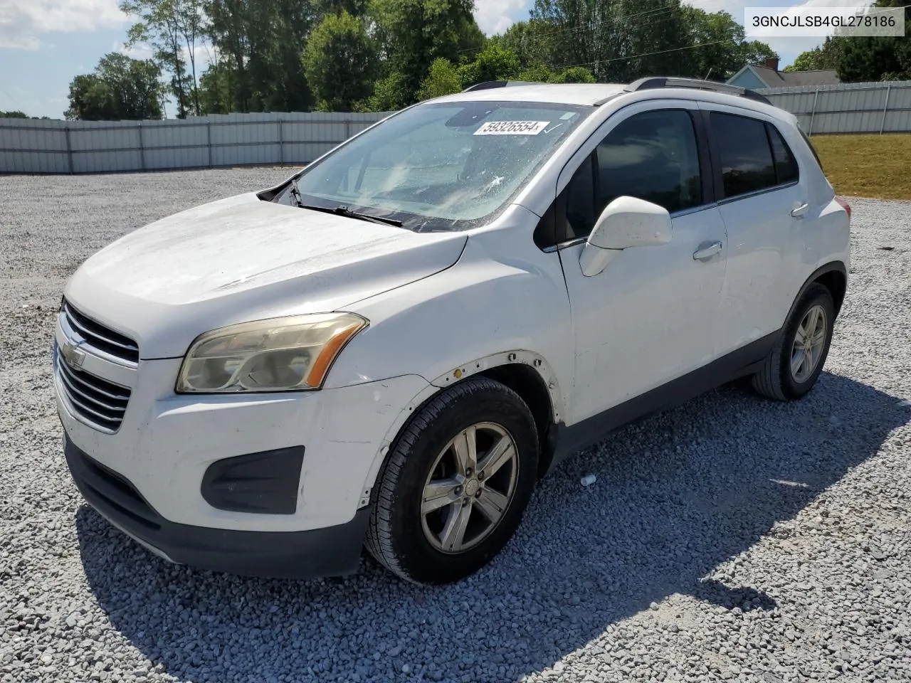 2016 Chevrolet Trax 1Lt VIN: 3GNCJLSB4GL278186 Lot: 59326554