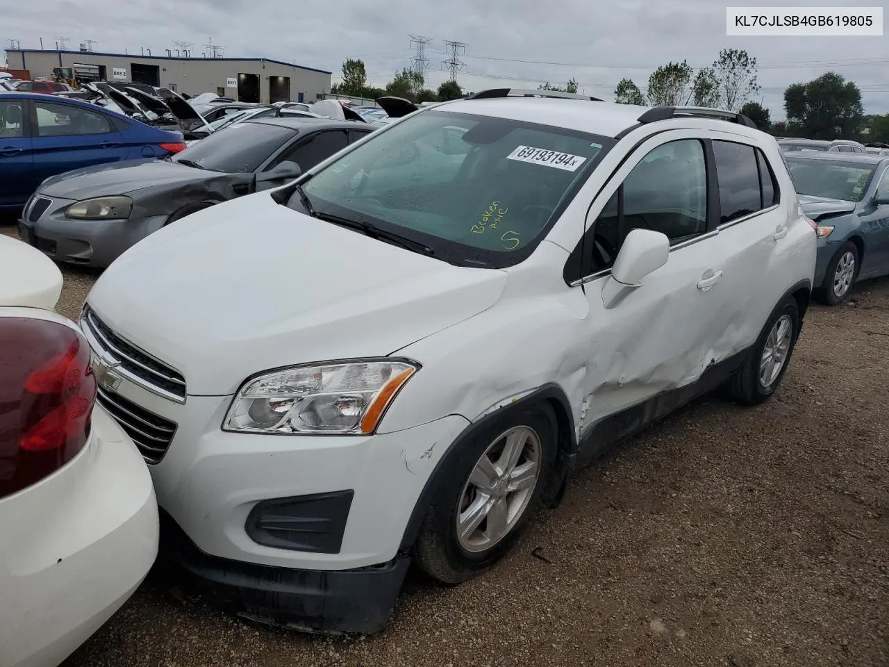 2016 Chevrolet Trax 1Lt VIN: KL7CJLSB4GB619805 Lot: 69193194