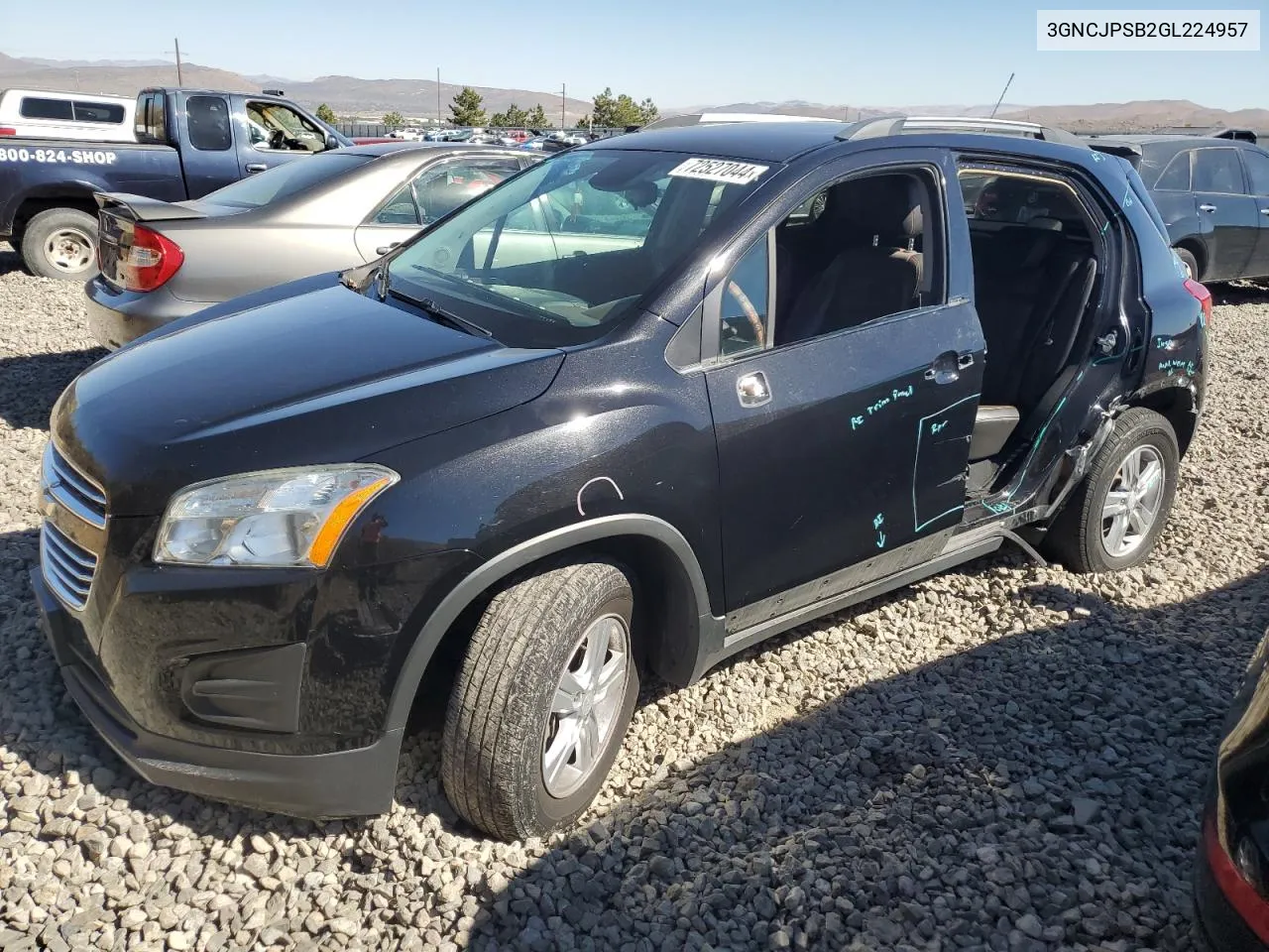 2016 Chevrolet Trax 1Lt VIN: 3GNCJPSB2GL224957 Lot: 72527044