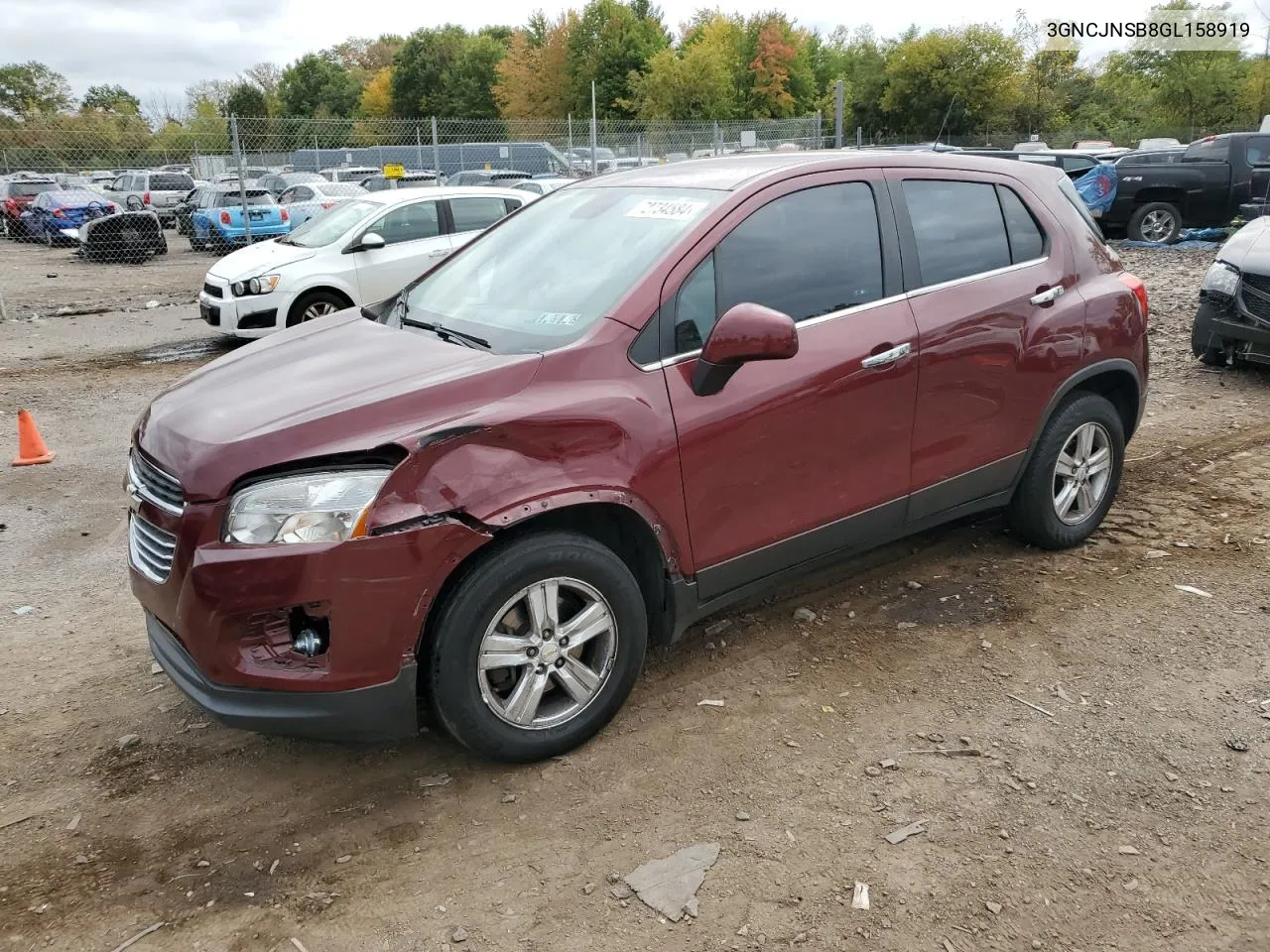 2016 Chevrolet Trax Ls VIN: 3GNCJNSB8GL158919 Lot: 72734584