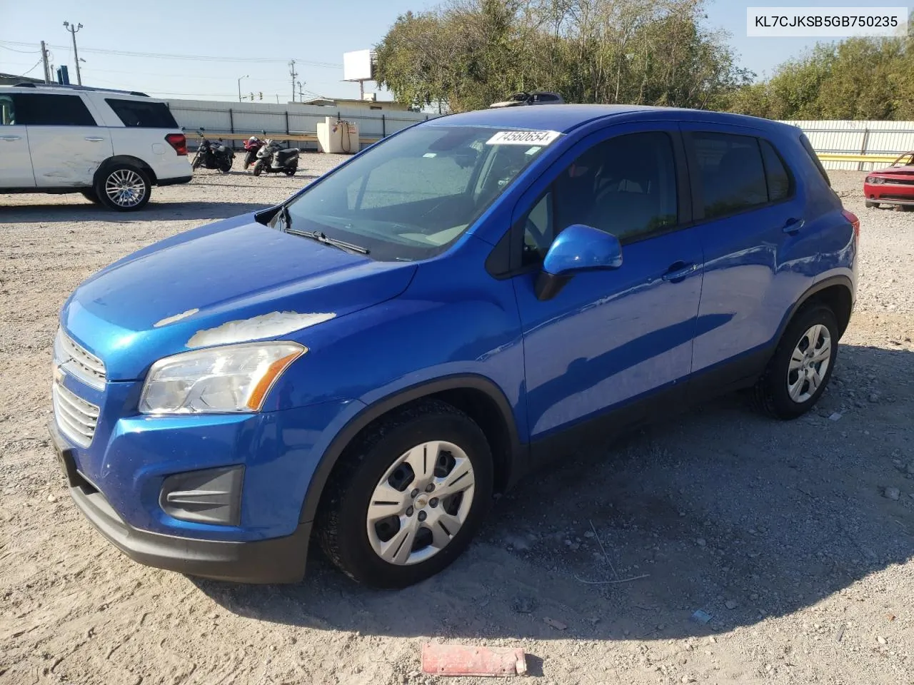 2016 Chevrolet Trax Ls VIN: KL7CJKSB5GB750235 Lot: 74560654