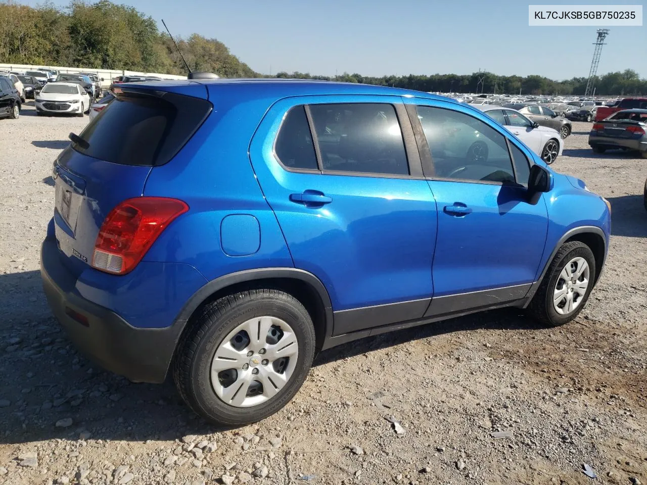 2016 Chevrolet Trax Ls VIN: KL7CJKSB5GB750235 Lot: 74560654