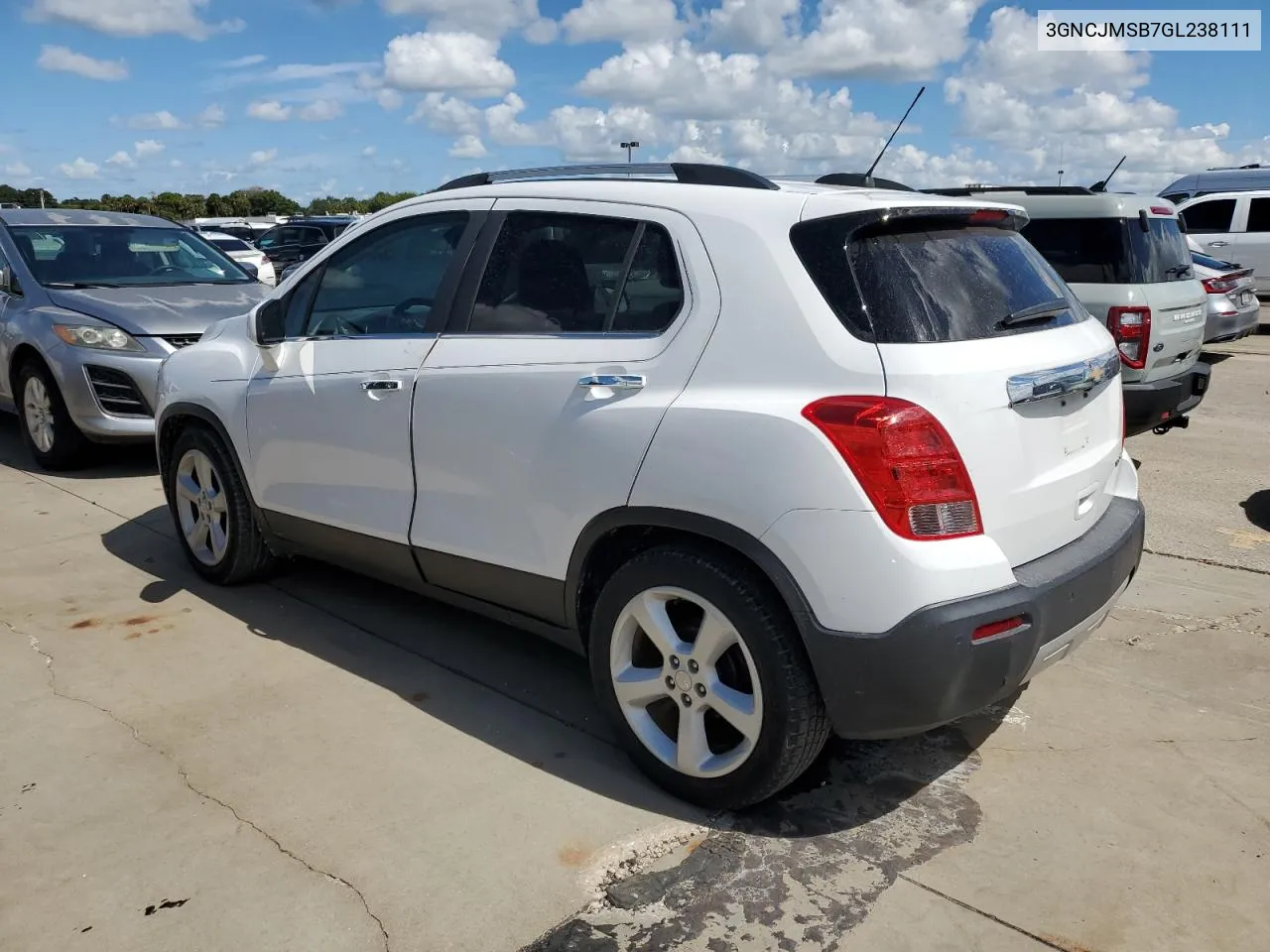 2016 Chevrolet Trax Ltz VIN: 3GNCJMSB7GL238111 Lot: 74579014