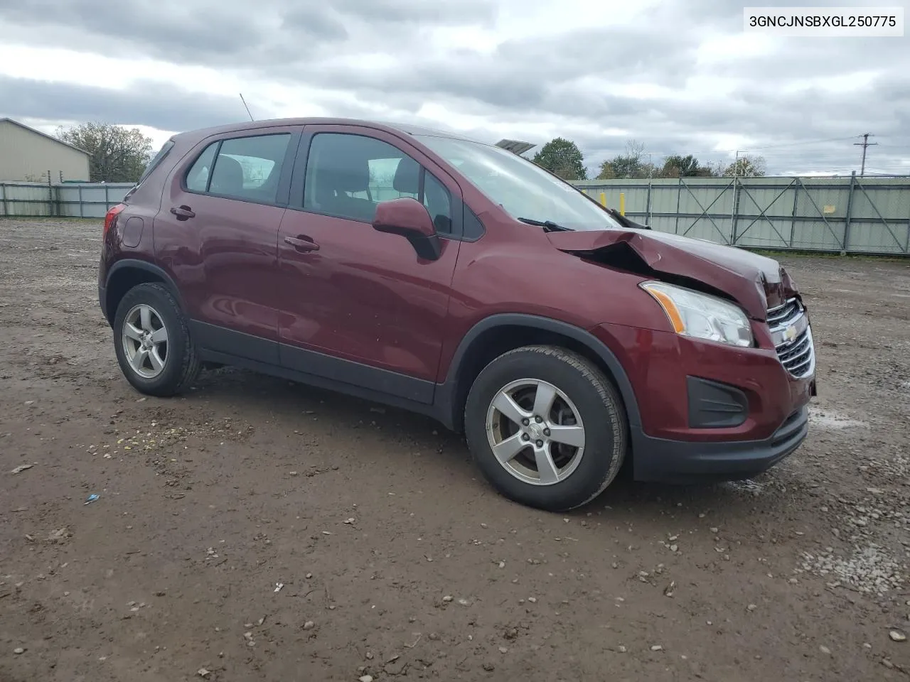 2016 Chevrolet Trax Ls VIN: 3GNCJNSBXGL250775 Lot: 74810554