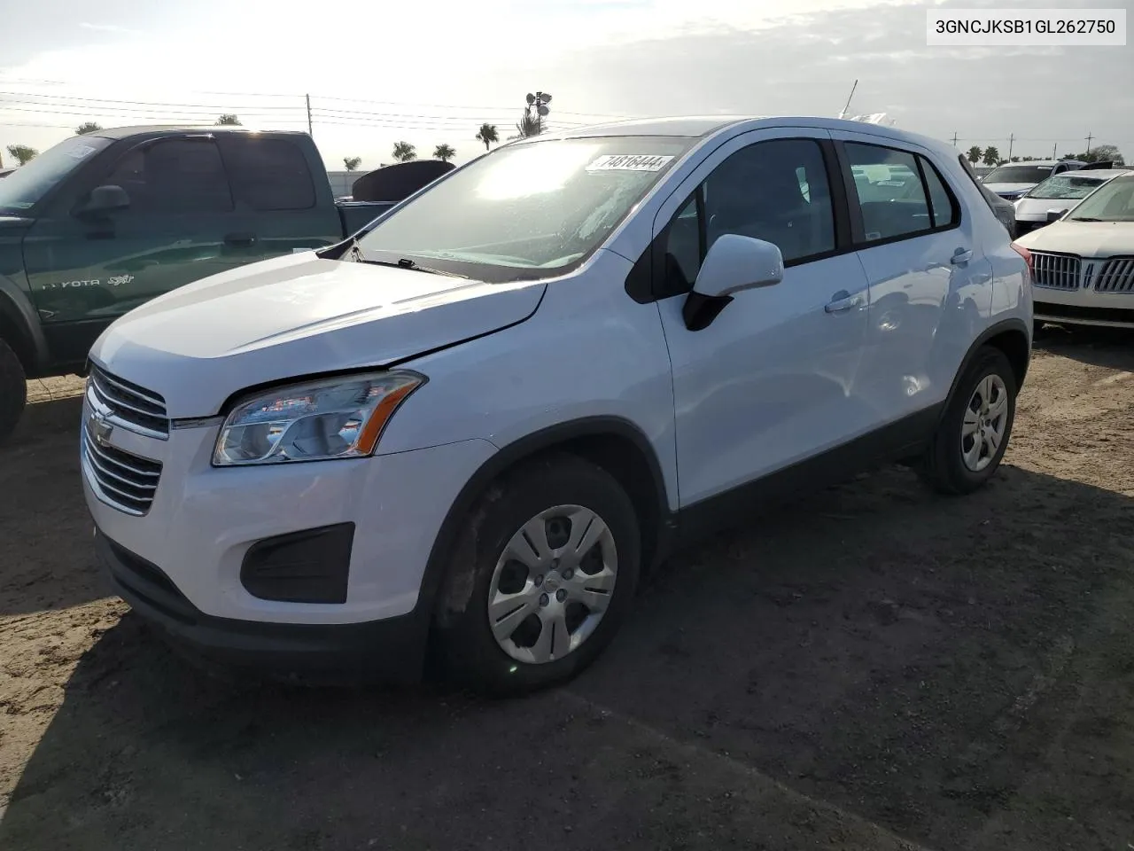 2016 Chevrolet Trax Ls VIN: 3GNCJKSB1GL262750 Lot: 74816444