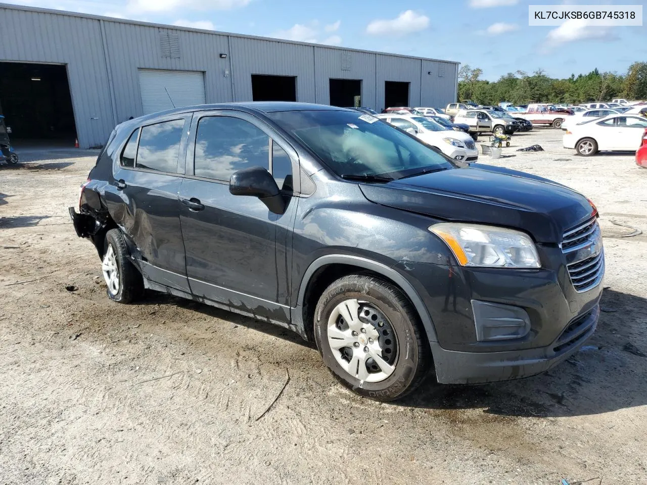 2016 Chevrolet Trax Ls VIN: KL7CJKSB6GB745318 Lot: 75285654