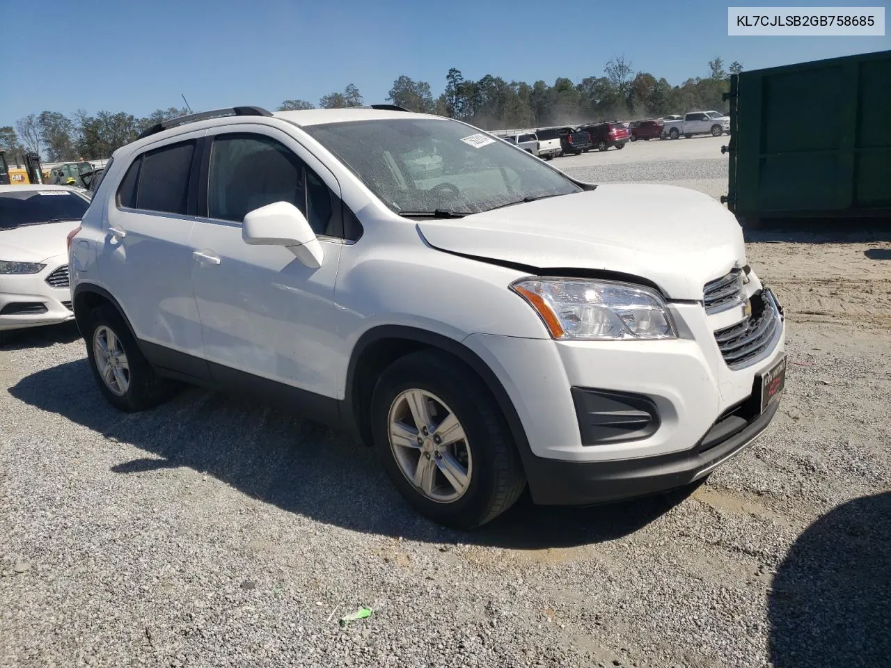 2016 Chevrolet Trax 1Lt VIN: KL7CJLSB2GB758685 Lot: 75626104