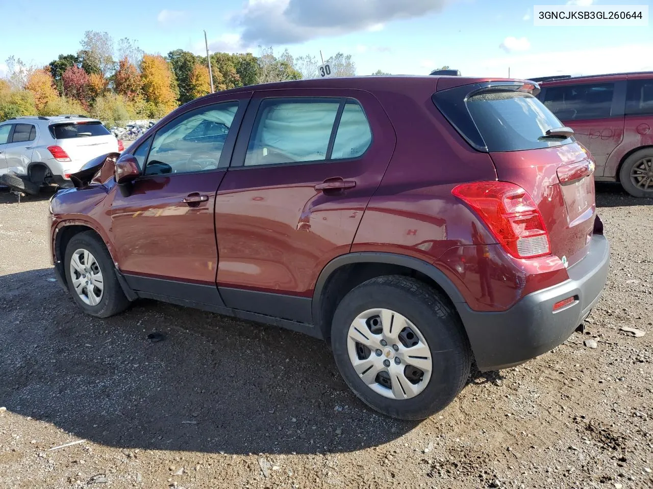 2016 Chevrolet Trax Ls VIN: 3GNCJKSB3GL260644 Lot: 75743934