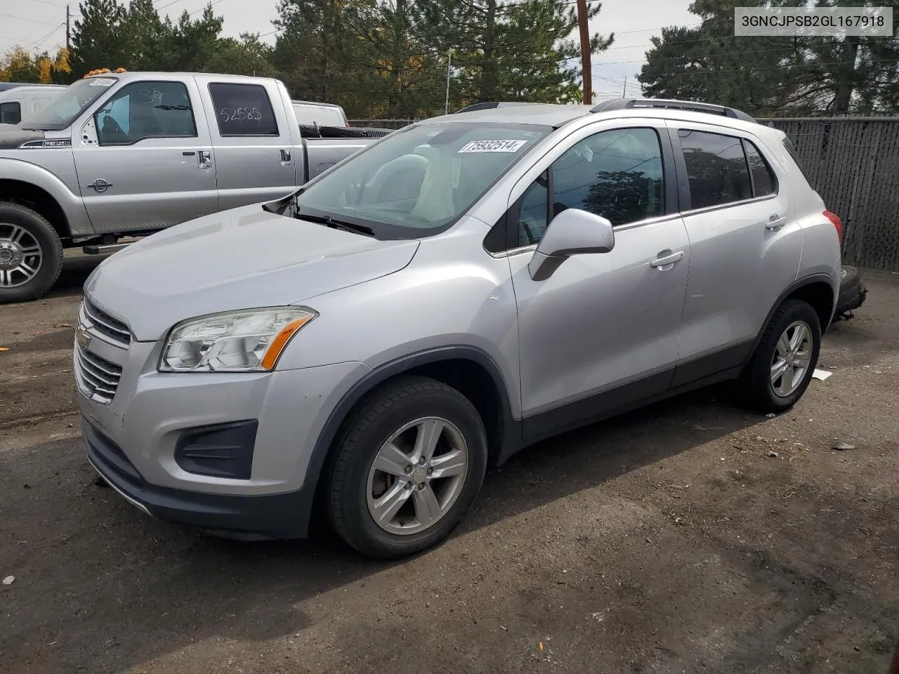 2016 Chevrolet Trax 1Lt VIN: 3GNCJPSB2GL167918 Lot: 75932514